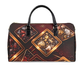 Rubin Edelstein Geometrische Reisetasche, Elegante Rote Kristall Wochenendtasche