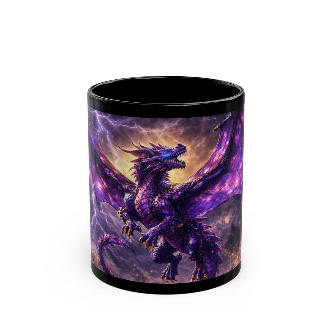 Purple Storm Dragon Mug Fantasy Dragon Coffee Cup Lightning Dragon Art ...
