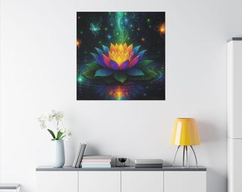 Lotus Flower Stained Glass Canvas