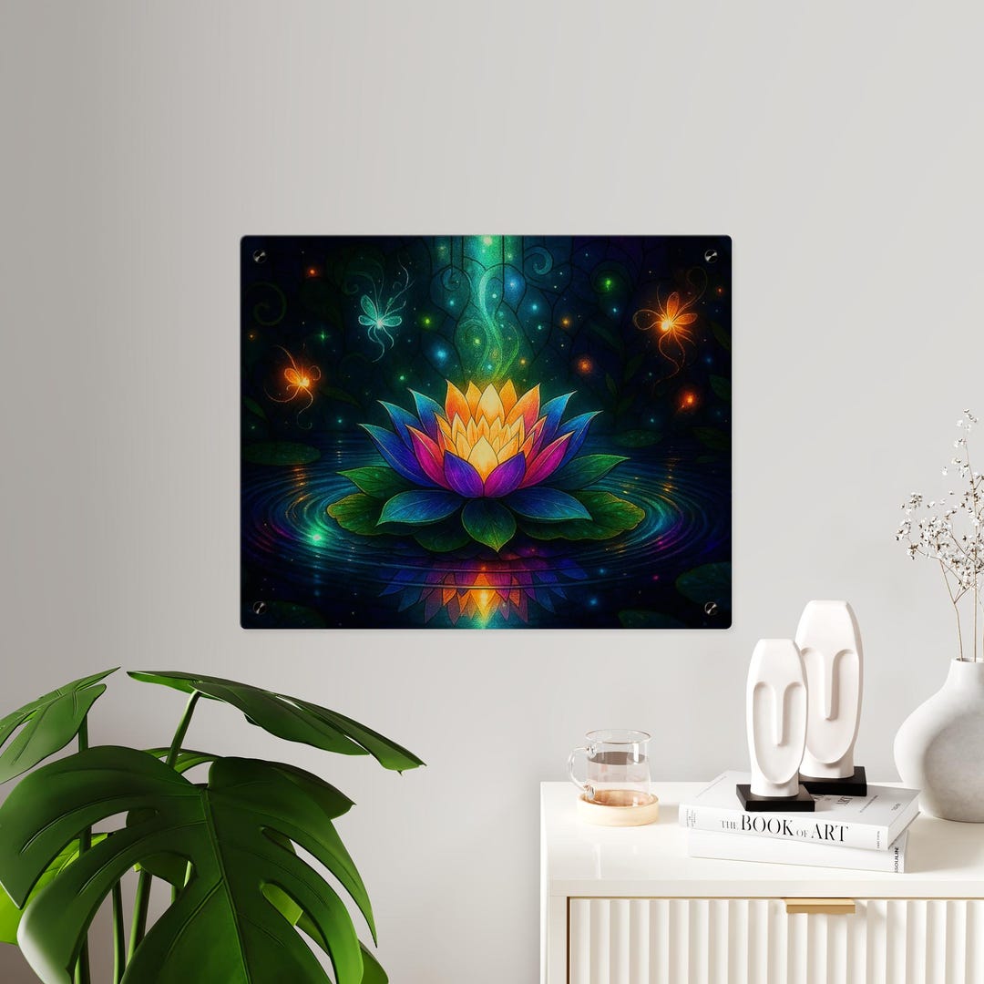 Lotus Flower Stained Glass Acrylic Wall Art | Spiritual Home Decor ...