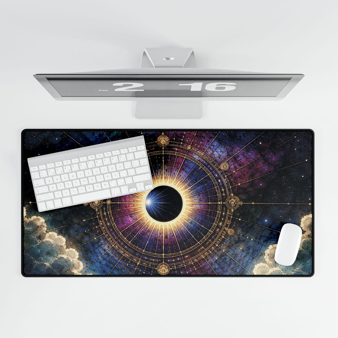 Celestial Desk Mat, Eclipse Moon Pad, Astrology Galaxy Decor - Etsy