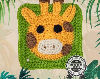 Giraffe Granny Square Crochet Pattern: Jungle Animal (PDF Pattern)