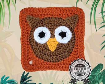 Owl Granny Square Crochet Pattern - Jungle Animal (PDF Pattern)