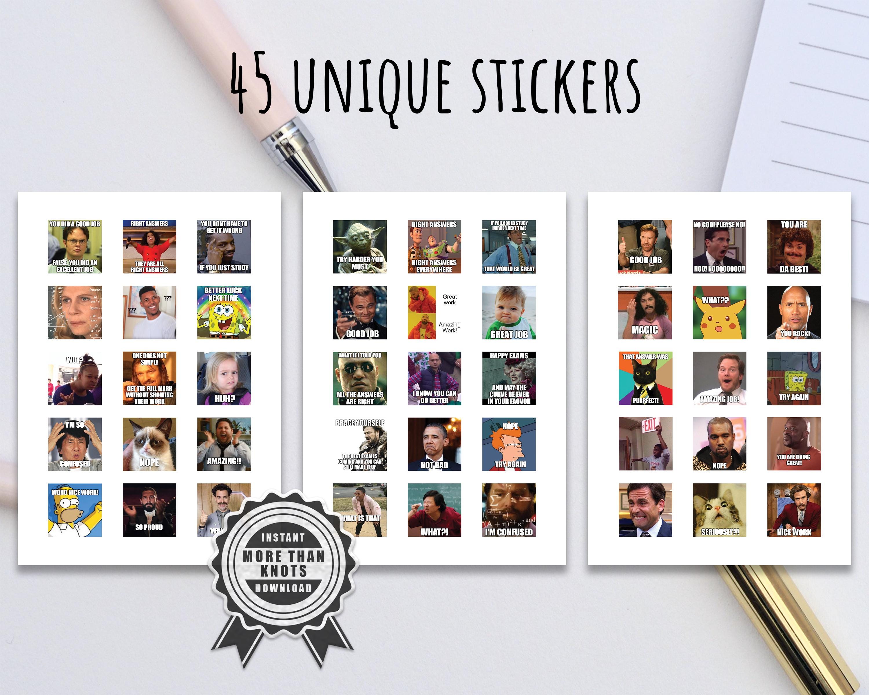 Teacher Meme Stickers: Printable Reaction Stickers (PDF) - Etsy