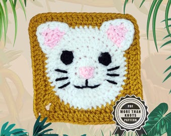 Cat Granny Square Crochet Pattern: Jungle Animal (PDF Pattern)
