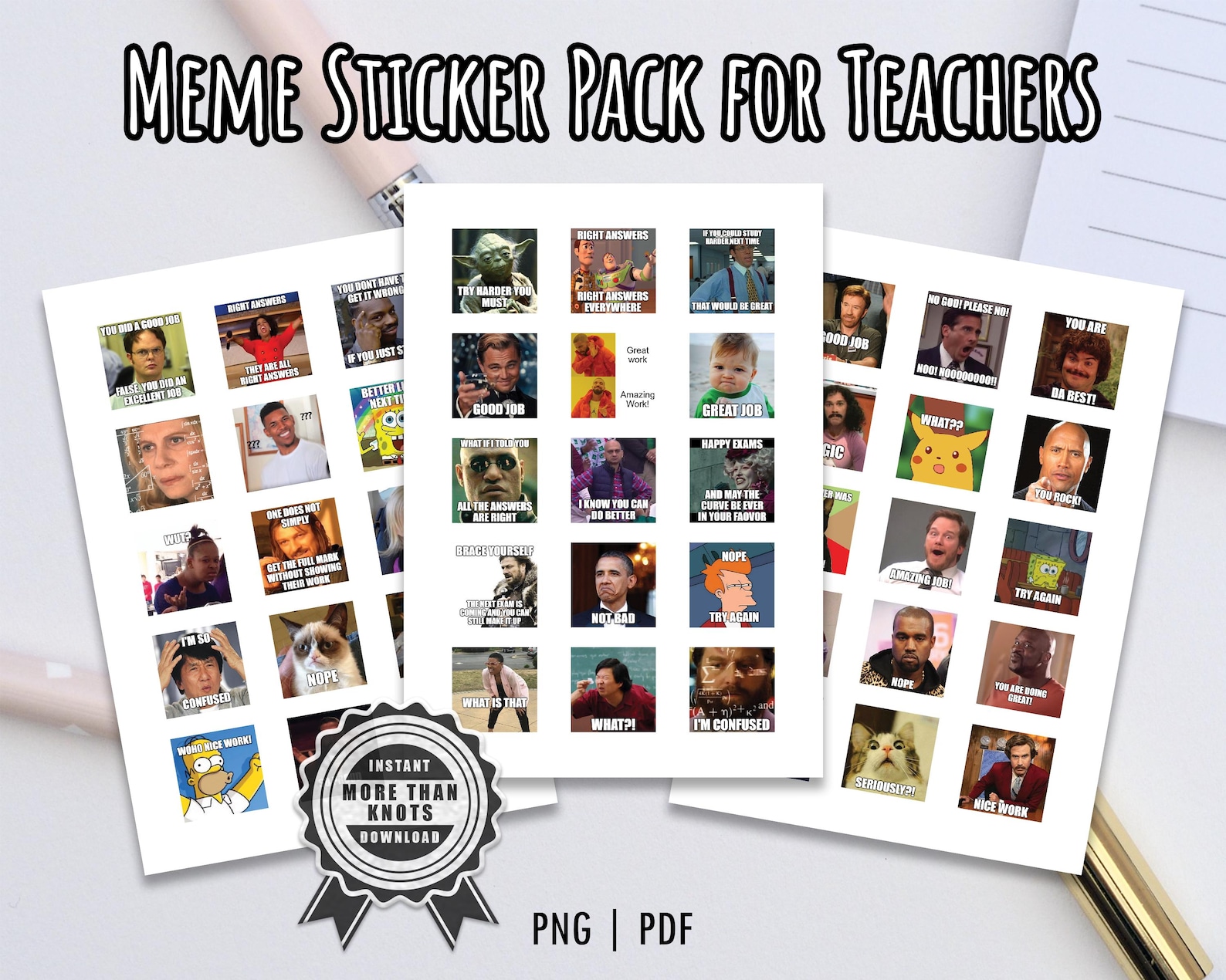 Teacher Meme Stickers: Printable Reaction Stickers (PDF) - Etsy