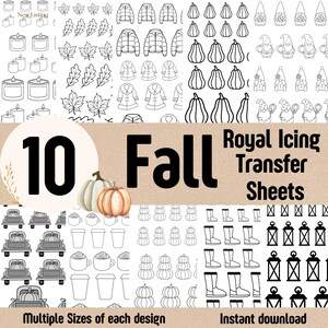 Fogli trasferibili per glassa reale autunnale: 10 design autunnali (download digitale)