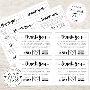 Thank You Insert Card for Orders | Socials + Review Reminders (Printable)
