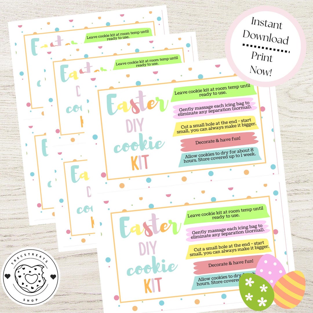 Easter DIY Cookie Kit Instructions – Printable Baking Guide (digital ...
