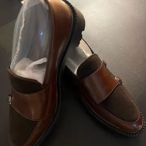 Men’s British Style Thick-Soled Loafers - Brown Split Leather Business Shoes - Fashion Luxury Slip-On Casual Loafers - Hand-Stitched Formal Dress Shoes - Thick Sole Men's Slip-Ons