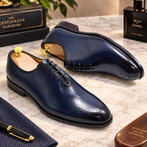 Handgefertigte Oxford-Schuhe für Herren aus vollnarbigem Kalbsleder | Elegante Schnürschuhe aus Leder mit schlichter Zehenpartie