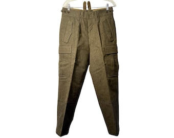 Pantaloni cargo militari tedeschi della Bundeswehr, colore verde oliva, stile vintage anni '70.