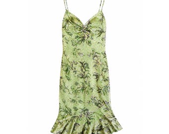 andretta donatello green dress Beaded Silk Vintage Dress Elegant Lined Small PDPmessaging2: T