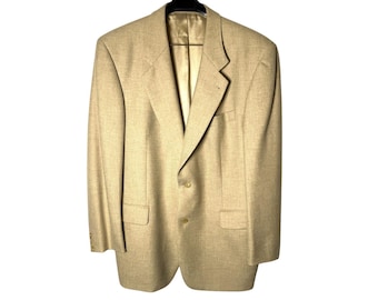 Hugo Boss Sport Coat Mens 46R Tan Cashmere Wool Single Breast Made in USA Vintag