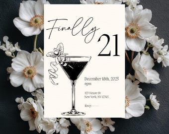 Finally 21 Birthday Invitation | Editable 21st Birthday Party Invite | Digital Download