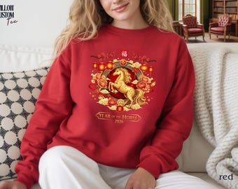 Happy Chinese New Year Horse Sweatshirt, 2026 Lunar New Year Chinese Shirt
