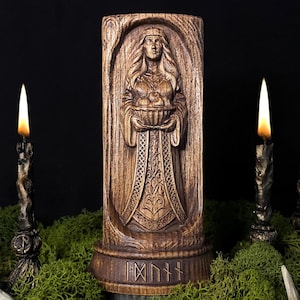 Idun Wooden Norse Goddess Statue – Viking Youth & Vitality Figurine | Pagan Altar Decor | Norse Mythology Gift | Handmade Viking Decor