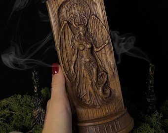 Handmade Lilith Wooden Statue – Dark Goddess Pagan Altar Decor