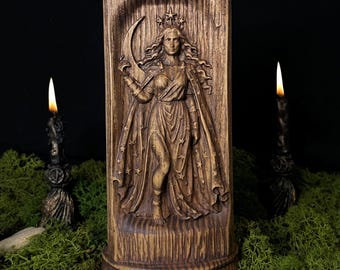 Estatua de madera de Nyx – Diosa griega de la noche y la oscuridad, decoración de altar pagano, figura mitológica