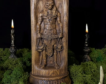 Handgefertigte Anubis Holzstatue - Ägyptisches Altardekor, heidnisches spirituelles Geschenk