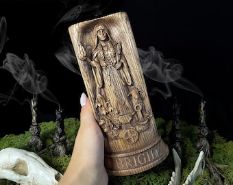 Figura de madera de la diosa celta Brigid – Estatua de altar pagana hecha a mano