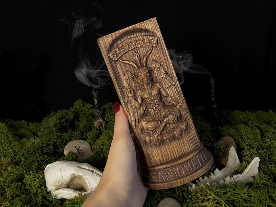 Baphomet Wooden Statue – Occult Deity of Balance and Wisdom, Handmade ...