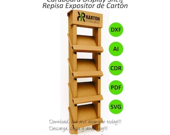 Karton Schablone für Aufsteller (DXF, SVG, PDF) – 4 Ebenen – Ohne Kleber – Schlitze passen – Expo/Booth