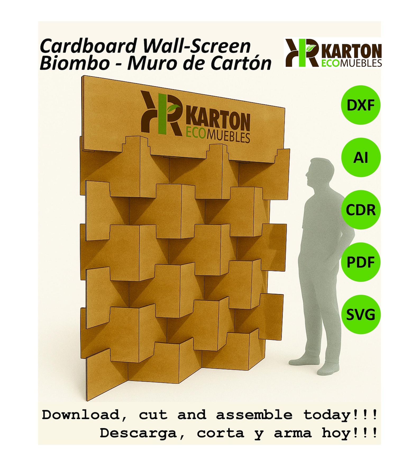 Cardboard Wall Screen - Divider | Digital Files Dxf Svg AI Pdf Cdr ...