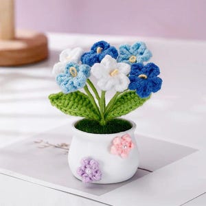 かぎ針編みの花、鉢植えのかぎ針編みの花束 - 手作りのかぎ針編みの花束、かぎ針編みの花束、ホームデコレーション、ギフト