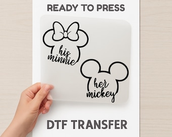 His Minnie Her Mickey DTF Transfer, Disney Couple Heat Press, Iron On Bundle Disney