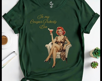 In my Cougar Puberty Era Chic Vintage T-Shirt: 'In My Cougar Prowess Era' - Unisex Softstyle Tee for Casual Wear, Gifts, Retro Style