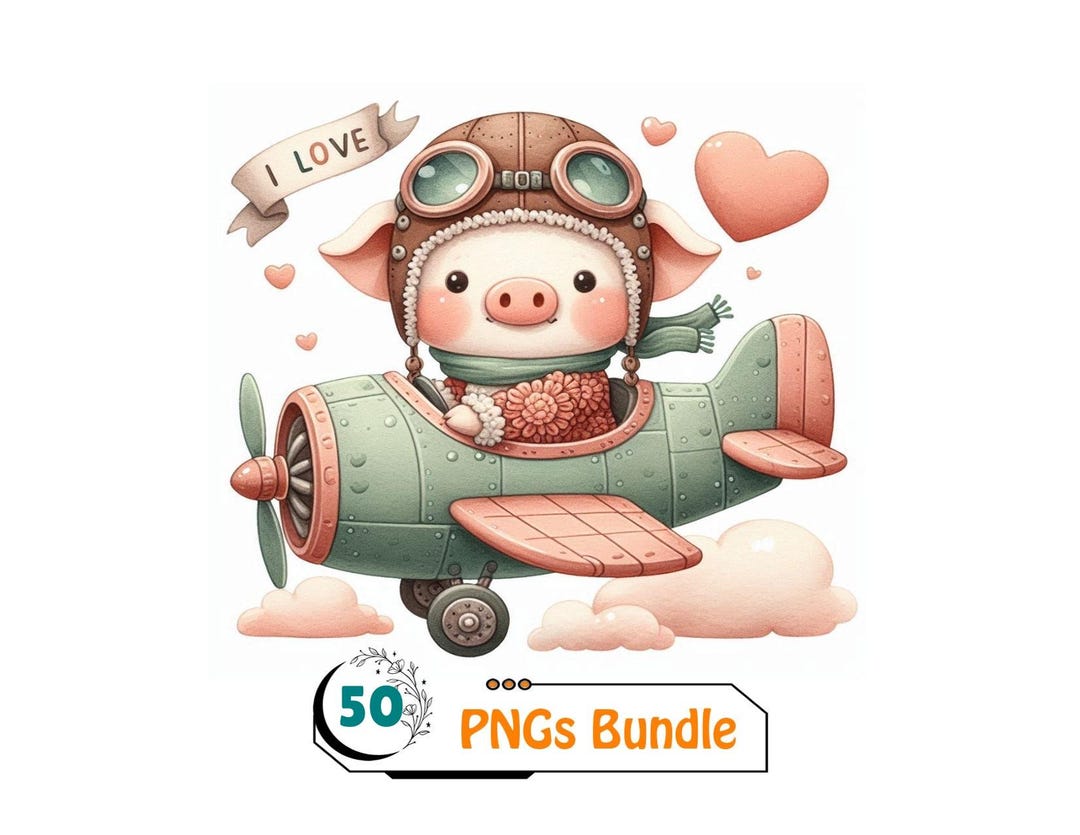 Romantic Pig Watercolor Clipart – Pigs PNG Images (commercial Use ...
