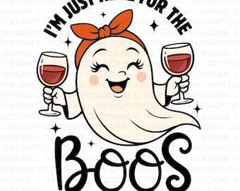 Ich bin nur hier für die Boos SVG | Trendige Halloween Retro Geist Clipart | SVG PNG Digitales Design für T-Shirts, Tassen, Aufkleber & Prints