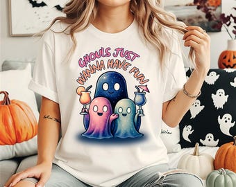 Ghouls wollen nur Spaß haben SVG | Trendige Retro Geist Halloween Clipart | SVG PNG Digitales Design für T-Shirts, Tassen, Aufkleber, Kunst & Drucke