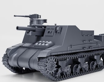 Priest M7B1 de 28 mm, Segunda Guerra Mundial, impreso en resina, 105 mm HMC con orugas Sherman (EE. UU., Segunda Guerra Mundial)