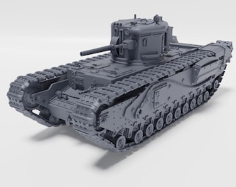 Churchill CDL Mk.III de 28 mm, impresión en resina, de la Segunda Guerra Mundial (Reino Unido, Segunda Guerra Mundial)
