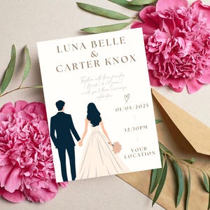 Elegant Wedding Invitation Template | Printable Editable Invite | Digital Download