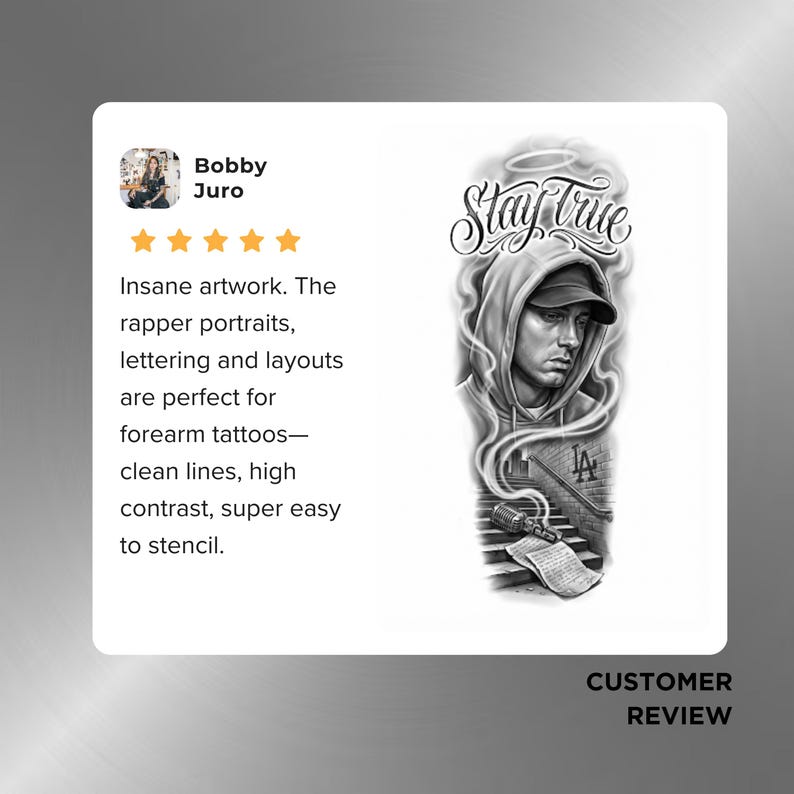 OG Rapper Chicano Tattoo Procreate Stamps – 100 Black & Grey Forearm ...