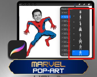 Marvel-Superheld-Schauspieler-Mashup-Procreate-Pinselset - 60 Goofy Pose Cartoon Body Stamps