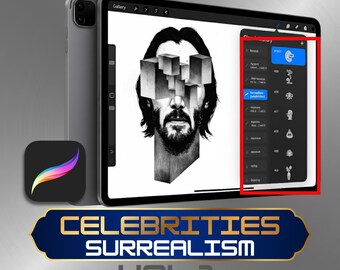 Dark Surreal Portrait Tattoo Stamps for Procreate | High Contrast Face Flash Set | Digital Download