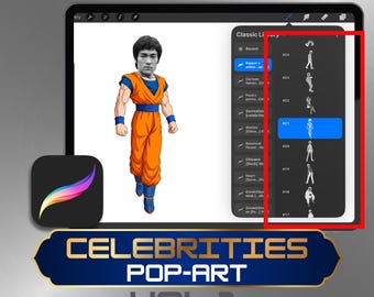 Sellos Procreate de famosos y anime: Set de 60 pinceles para tatuajes de retrato