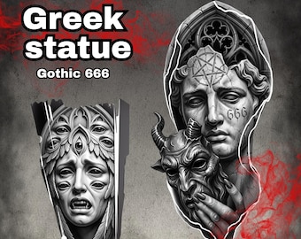 50 Greek Gothic Satan Procreate Stamps | Dark Mythology Brush Set | Demon Devil Stamp Brushes Tattoo Art Digital