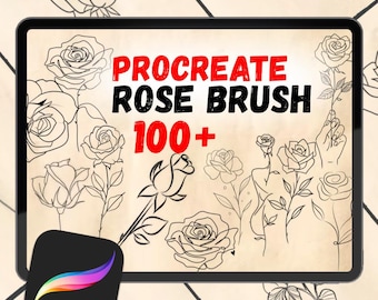 Paquete de sellos de 100 rosas para Procreate / Sellos de pincel / Paquete de tatuajes para Procreate / Kit de herramientas para tatuajes / Set de plantillas para Procreate / Neotradicional