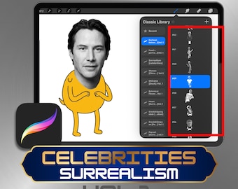 Sellos Procreate con mezcla de dibujos animados y realismo: 100 divertidos sellos de pincel con tatuajes de dibujos animados