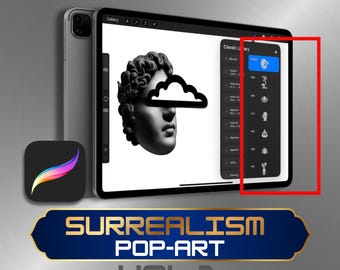 Sellos de tatuaje de arte pop surrealista para Procreate / Paquete de diseños para collage / Descarga digital