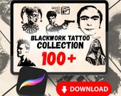 100 Blackwork Tattoo Stamps: Procreate Brush Pack