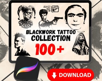 100 sellos de tatuaje Blackwork: paquete de pinceles para Procreate