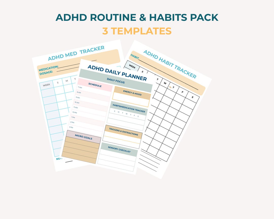 ADHD Routine and Habits Pack | Daily Planner, Habit Tracker ...