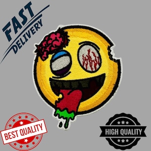 Crazy Cartoon Face – Edgy Embroidered Iron-On/Sew-On Patch for Jackets, Bags, Hats – Horror & Fun Badge (Approx. 3.5&quot; Round)