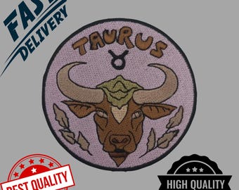Taurus Zodiac Embroidered Patch | Bull Head Astrology Gift